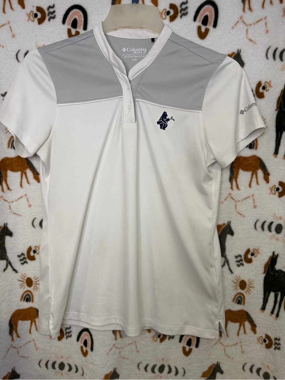 Columbia White and Gray Short-Sleeve Performance Polo